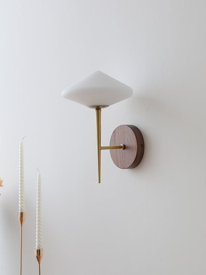 Walnut Wood Brass Accent Wall Light