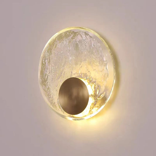 Round Copper Crystal Wall Light / 220V Warm Light / 200mm