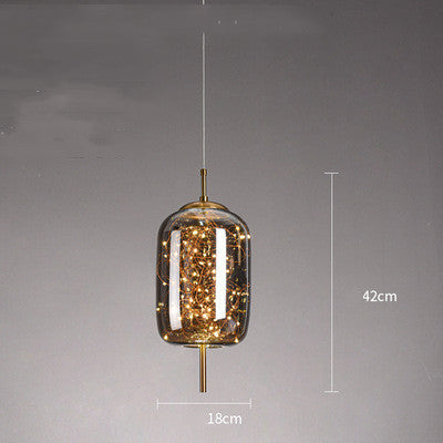 Amber or Smoke Glass LED Pendant Light / Smoke Grey / C