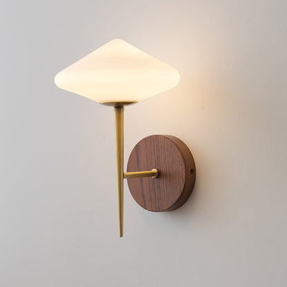 Walnut Wood Brass Accent Wall Light / Copper color