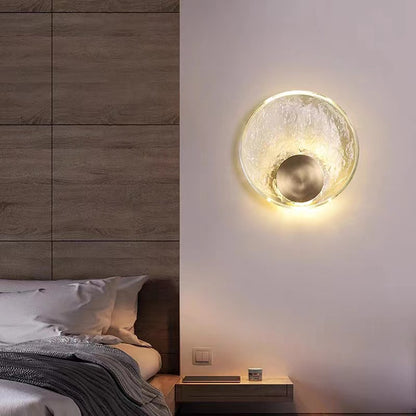 Round Copper Crystal Wall Light / 220V White Light / 250mm