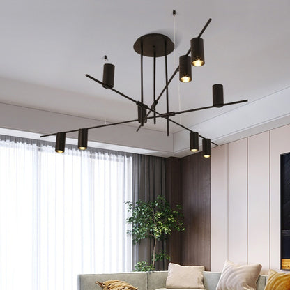 Three-Light Retractable Nordic Chandelier / Neutral Light / 3 Head Gold