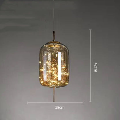 Amber or Smoke Glass LED Pendant Light / Amber / C