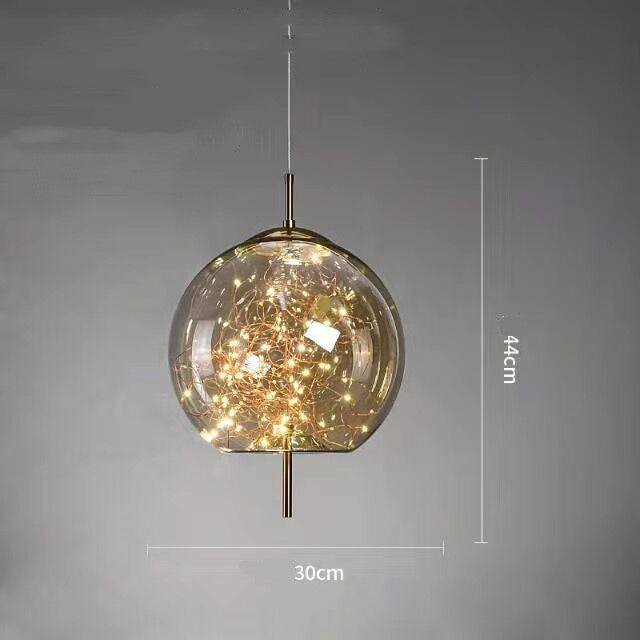 Amber or Smoke Glass LED Pendant Light / Amber / D