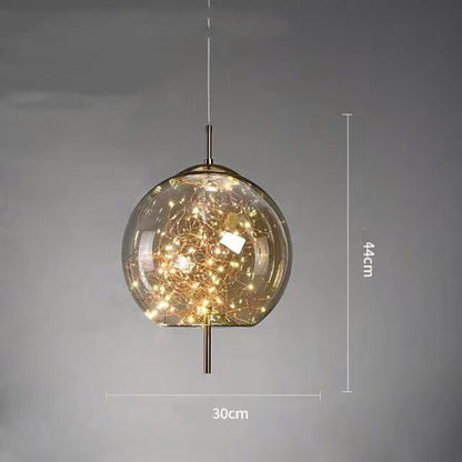 Amber or Smoke Glass LED Pendant Light / Amber / D