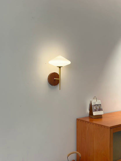Walnut Wood Brass Accent Wall Light