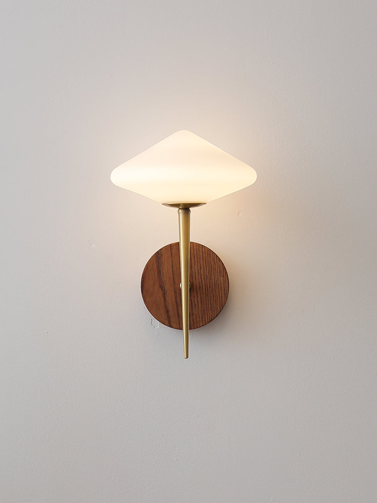 Walnut Wood Brass Accent Wall Light