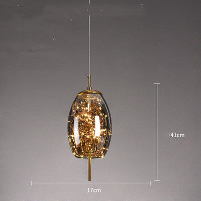 Amber or Smoke Glass LED Pendant Light / Amber / B