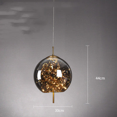 Amber or Smoke Glass LED Pendant Light / Smoke Grey / D