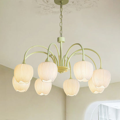 Tulip Multi-Light Modern Chandelier / Full Spectrum Tricolor Light / Mint Green / 5 Head