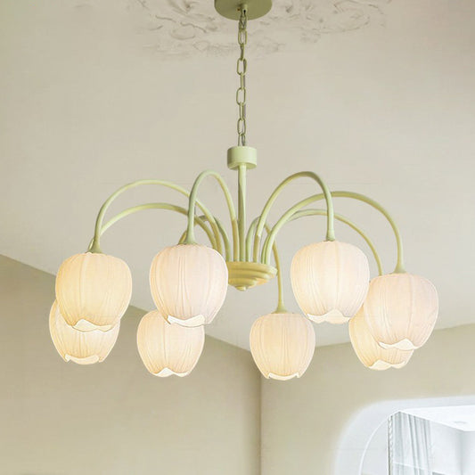 Tulip Multi-Light Modern Chandelier / Full Spectrum Tricolor Light / Mint Green / 5 Head