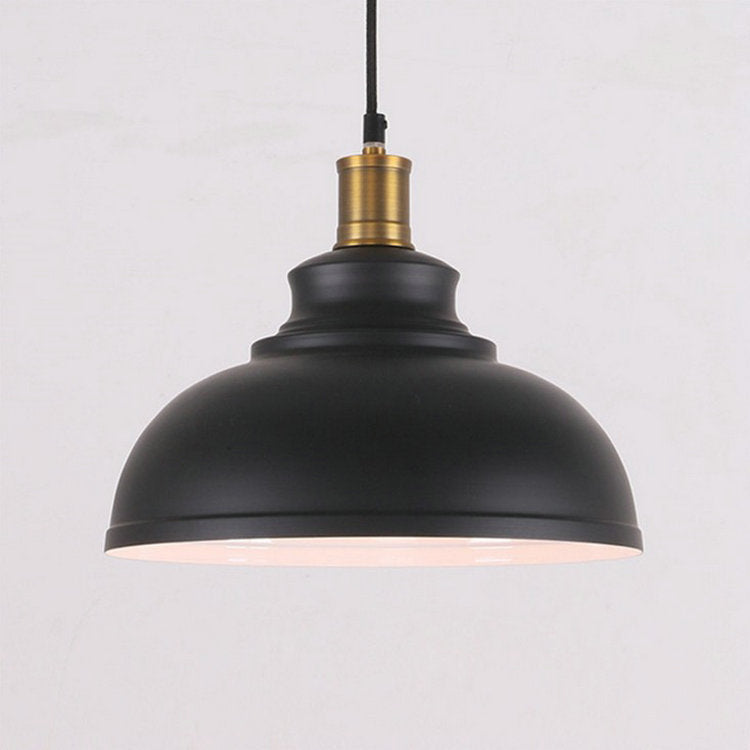 Black Metal Barn Pendant Light / Gold / 30cm