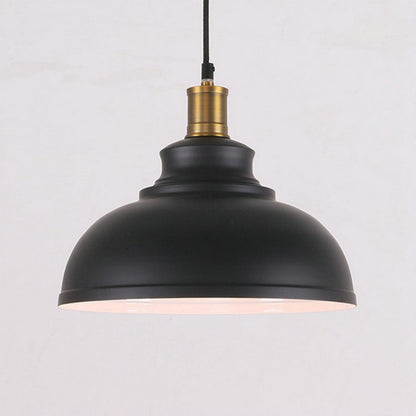 Black Metal Barn Pendant Light / Gold / 30cm