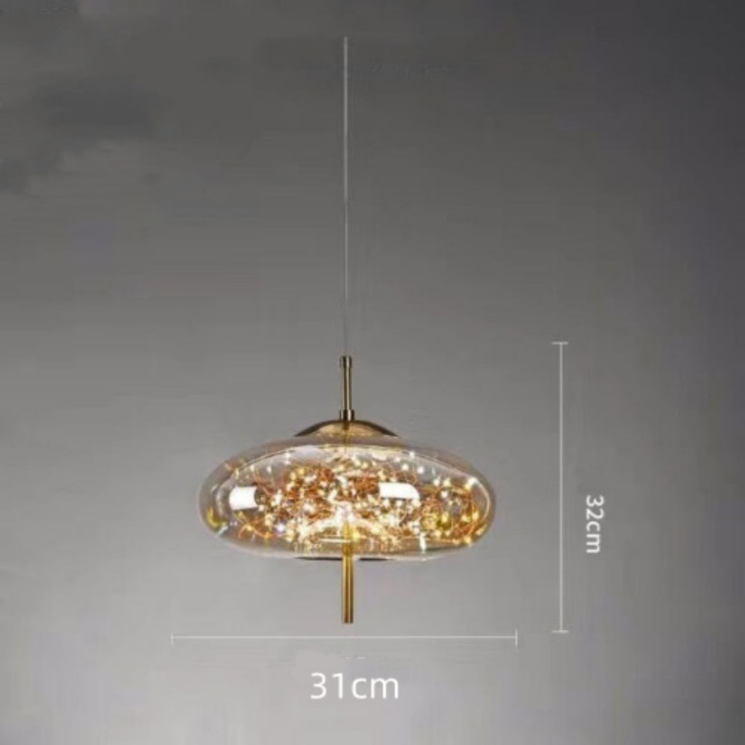 Amber or Smoke Glass LED Pendant Light